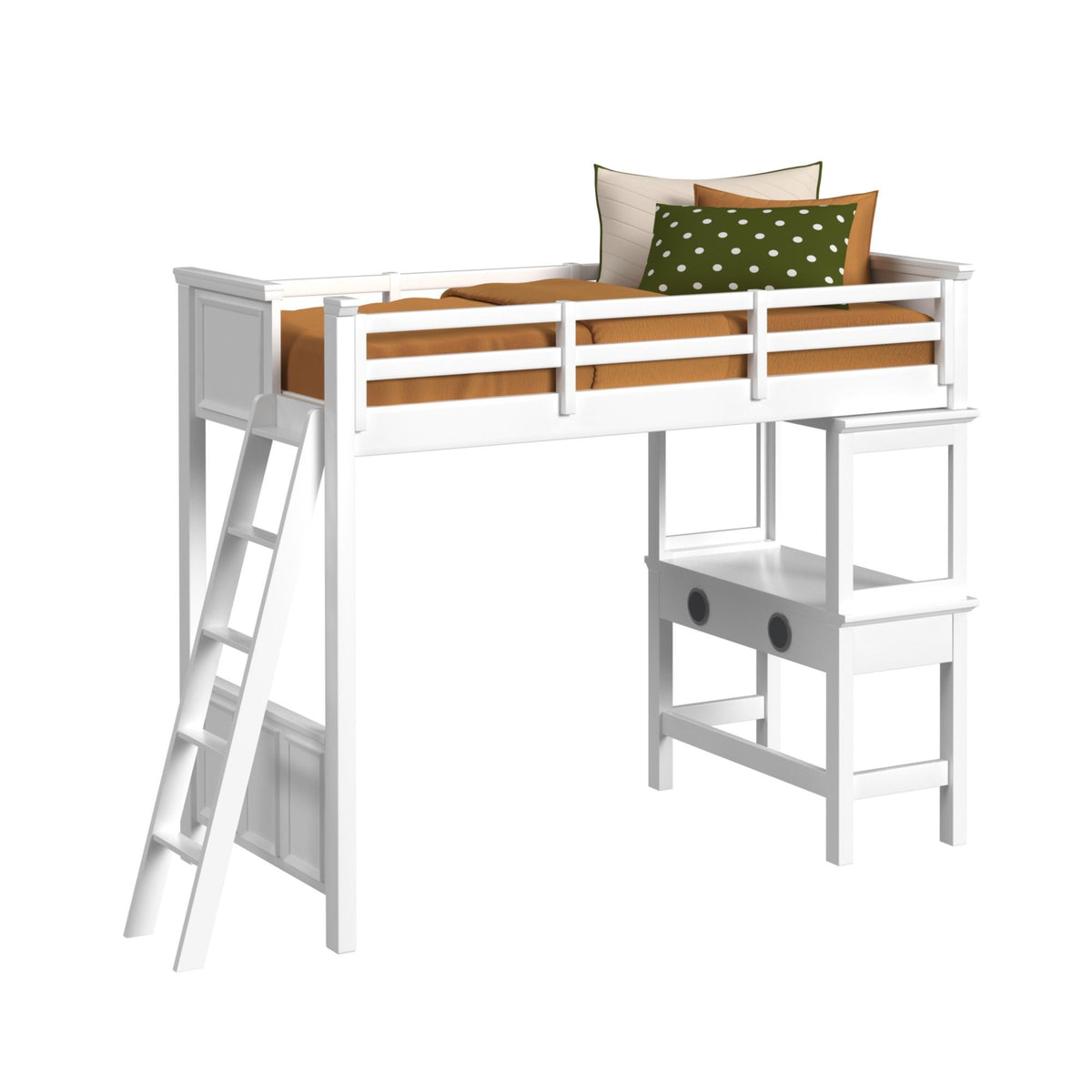Hampton Kids Loft With Ladder And Desk With Speaker in Black by Elements International