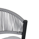 Outdoor Bar Height Metal Frame Counter Stools With Scallop Shaped Backrest & Water Resistant Cushions