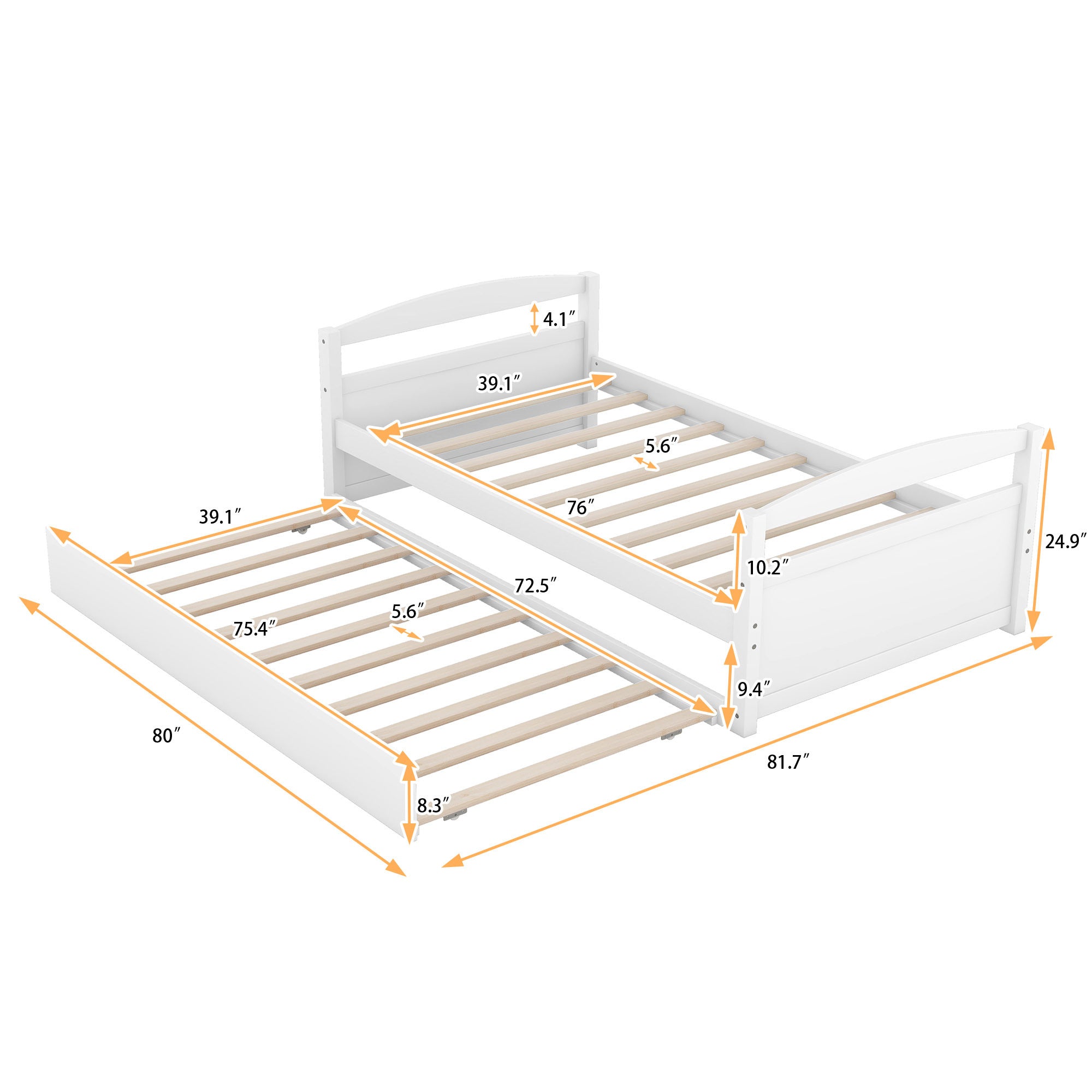 Twin Size Daybed with Trundle, White - Atlantic Fine Furniture Melbourne FL