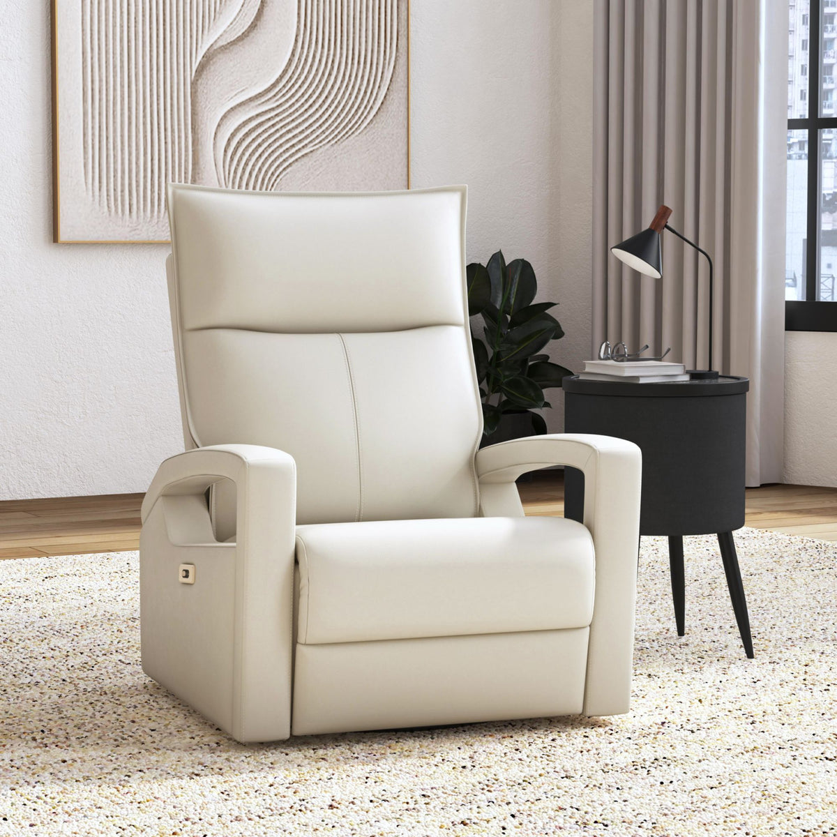 Eco P1 Recliner With Glider And Swivel in Beige by Elements International, view 4