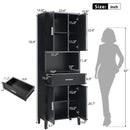 Freestanding Tall Bathroom Cabinet With Soft Close Doors And Adjustable Shelves