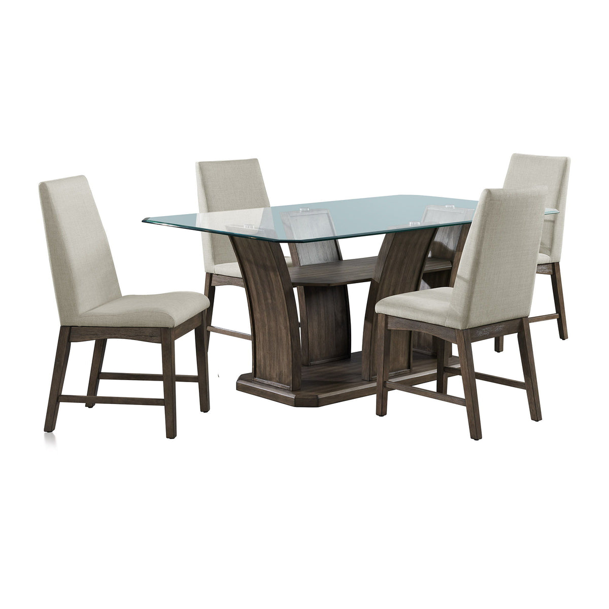 Dapper 5 Piece Rectangular Standard Height Dining Set Table & Four Chairs in Walnut by Elements International