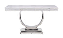 Zander - Printed Faux Marble Top Mirrored Sofa Table - Silver / White