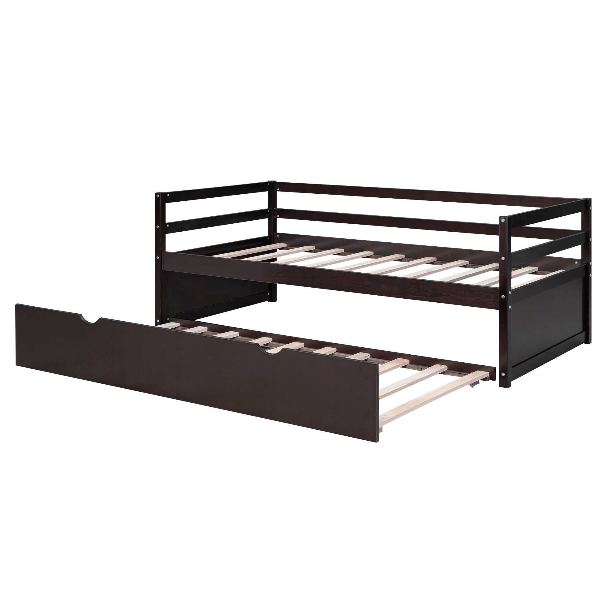 Twin Size Wood Daybed with Twin Size Trundle, Espresso - Atlantic Fine Furniture Melbourne FL