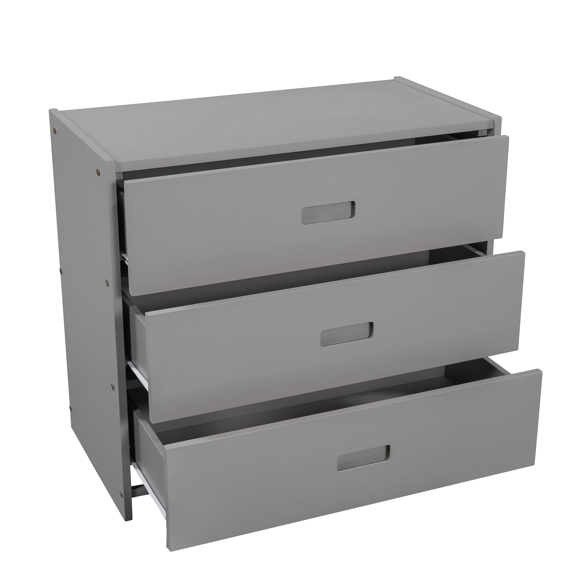 Low Loft Bed with Attached Bookcases and Separate 3-tier Drawers,Convertible Ladder and Slide,Twin,Gray - Atlantic Fine Furniture Melbourne FL