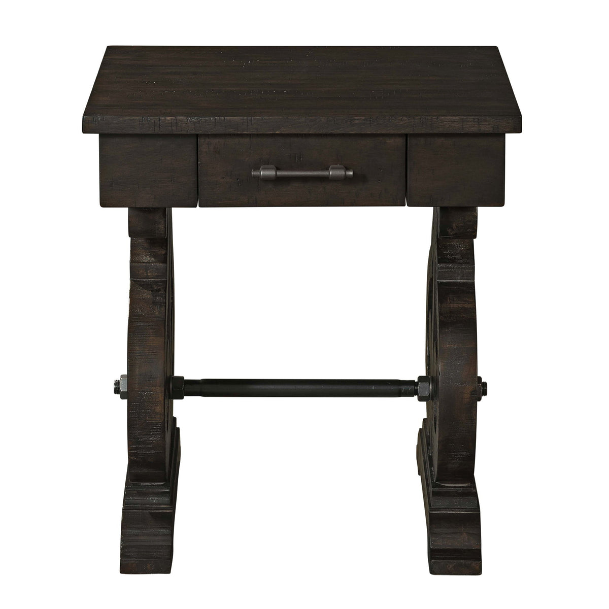 Stone Chairside Table With PU Base in Dark Walnut by Elements International, view 3