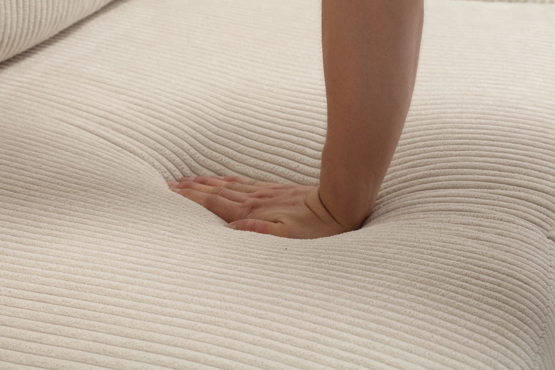 Oversized Modular Sectional Sofa Set,Corduroy Upholstered Deep Seat Comfy Sofa Beige