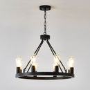 6 Light (No Bulbs) Wagon Wheel Chandelier Farmhouse Modern Small Round Chandelier For Living Room Kitchen Island Foyer Hallway Entryway Bedroom Dining Room Light Fixture Ceiling Hanging - Matte Black