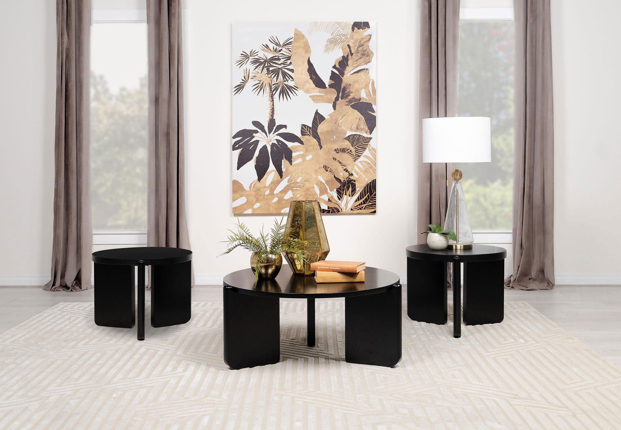 Cordova 3-piece Solid Wood Coffee and End Table Set Black - Atlantic Fine Furniture Melbourne FL