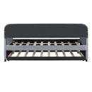 Upholstered Daybed Sofa Bed Twin Size With Trundle Bed and Wood Slat, Gray
