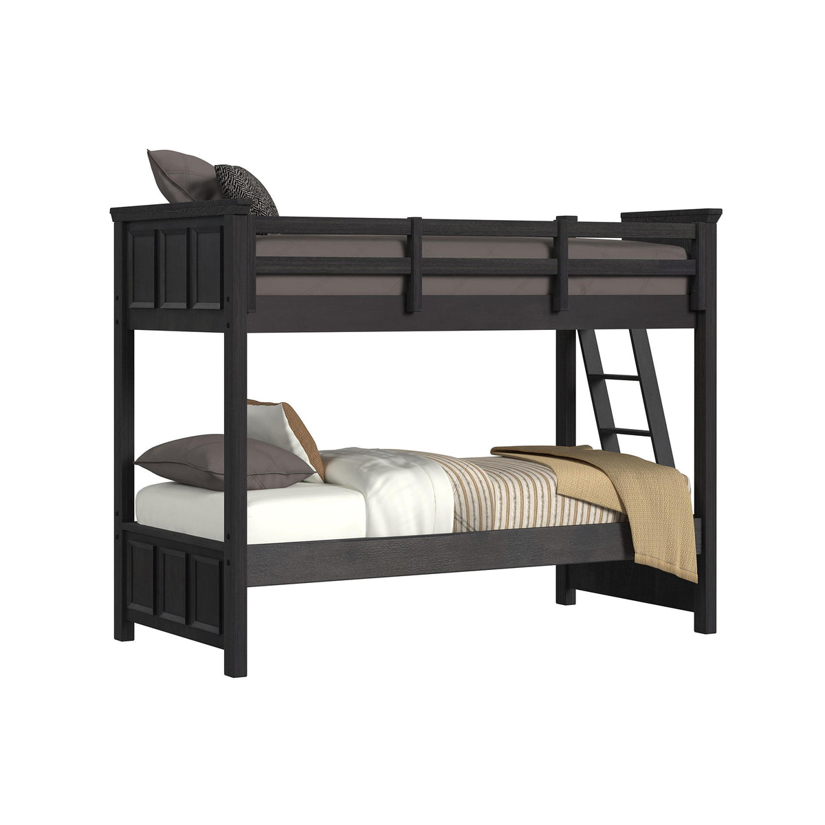 Hampton Kids Bunk Bed With Ladder in Black by Elements International, view 2