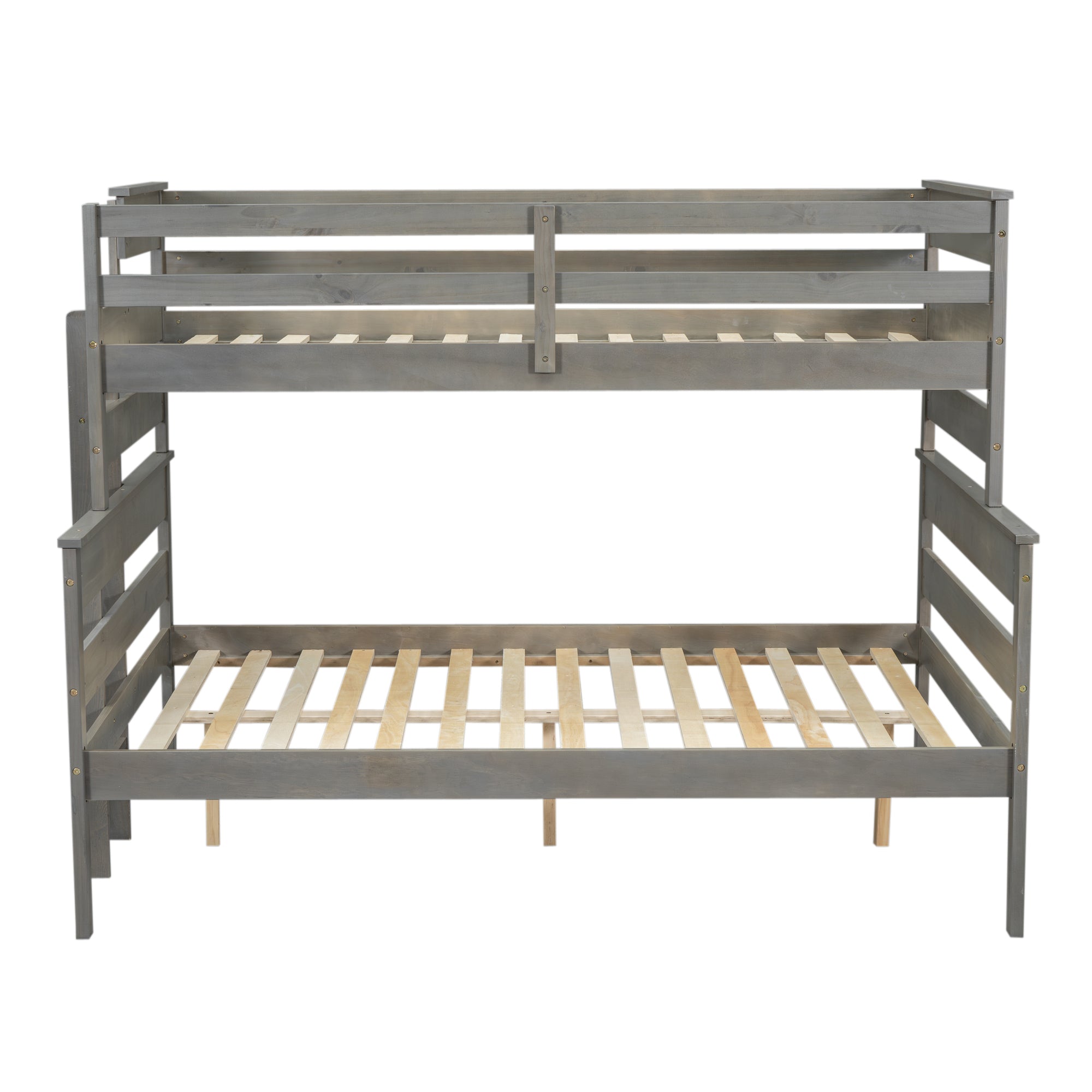 Wood Twin XL over Queen Bunk Bed with Ladder, Gray - Atlantic Fine Furniture Melbourne FL