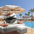 Salena - Patio Sofa & Ottoman - Beige Fabric & Gray Wicker - 26" - Atlantic Fine Furniture Inc