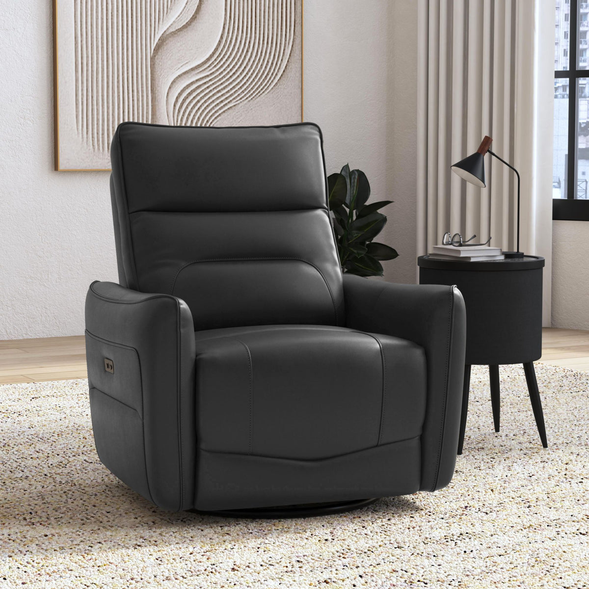 Deco Recliner With Glider And Swivel in Beige by Elements International, view 6