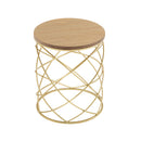 Contemporary Golden Side Table With Top And Metal Frame - Natural / Gold