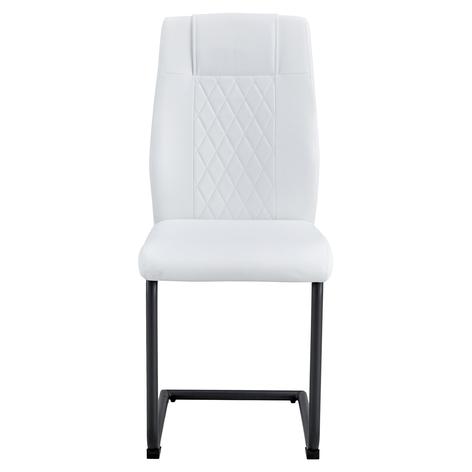 Modern dining chairs with faux leather upholstered seats - dining room chairs with metal legs, suitable for kitchen, living room, bedroom, dining room side chairs, set of 6 pieces (white+PU leather)