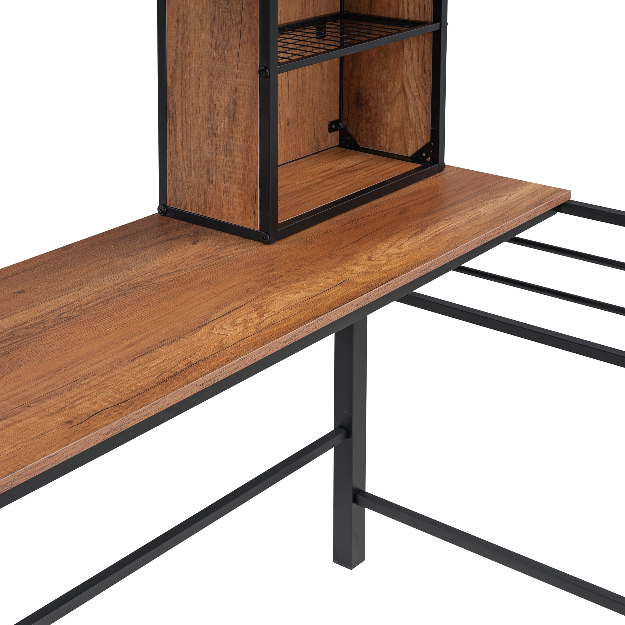 Twin Size Loft Bed with Desk and Shelf , Loft Bed with Ladder,Twin,Black - Atlantic Fine Furniture Melbourne FL