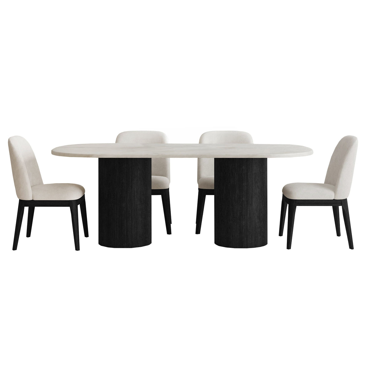 Sylvie Standard Height Dining Set, Oval Table in Black by Elements International, view 4