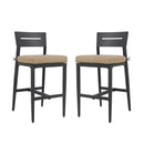 Modern Outdoor Bar Stools With Backrest And Footrest (Set of 2)