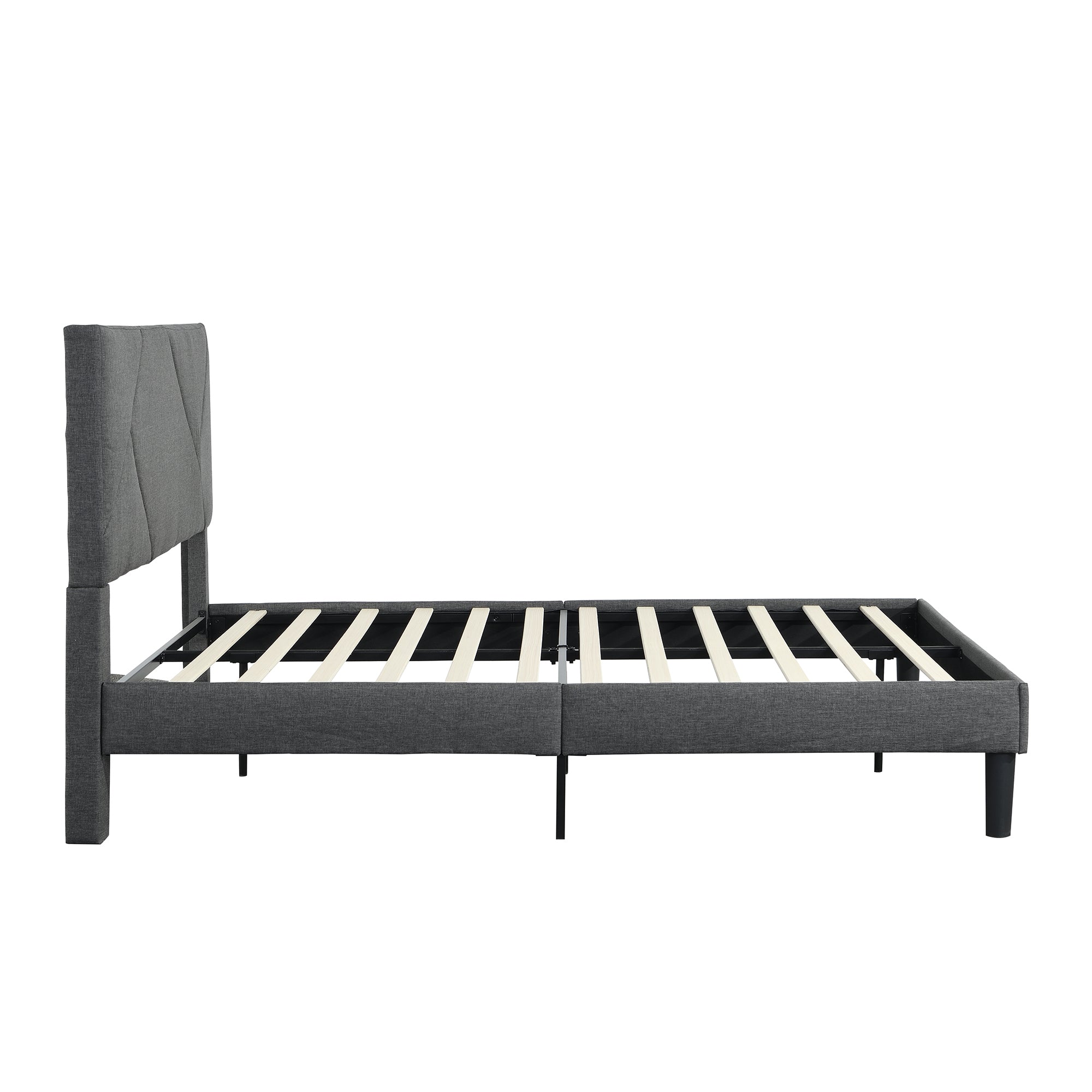 Queen Size Upholstered Platform Bed Frame ,Wood Slat Support, Easy Assembly,Grey - Atlantic Fine Furniture Melbourne FL