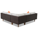 4 Pieces Outdoor Wicker L-Shape Sofa Set