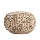 Handmade Jute Pouf With Cable Knit Pattern - Natural