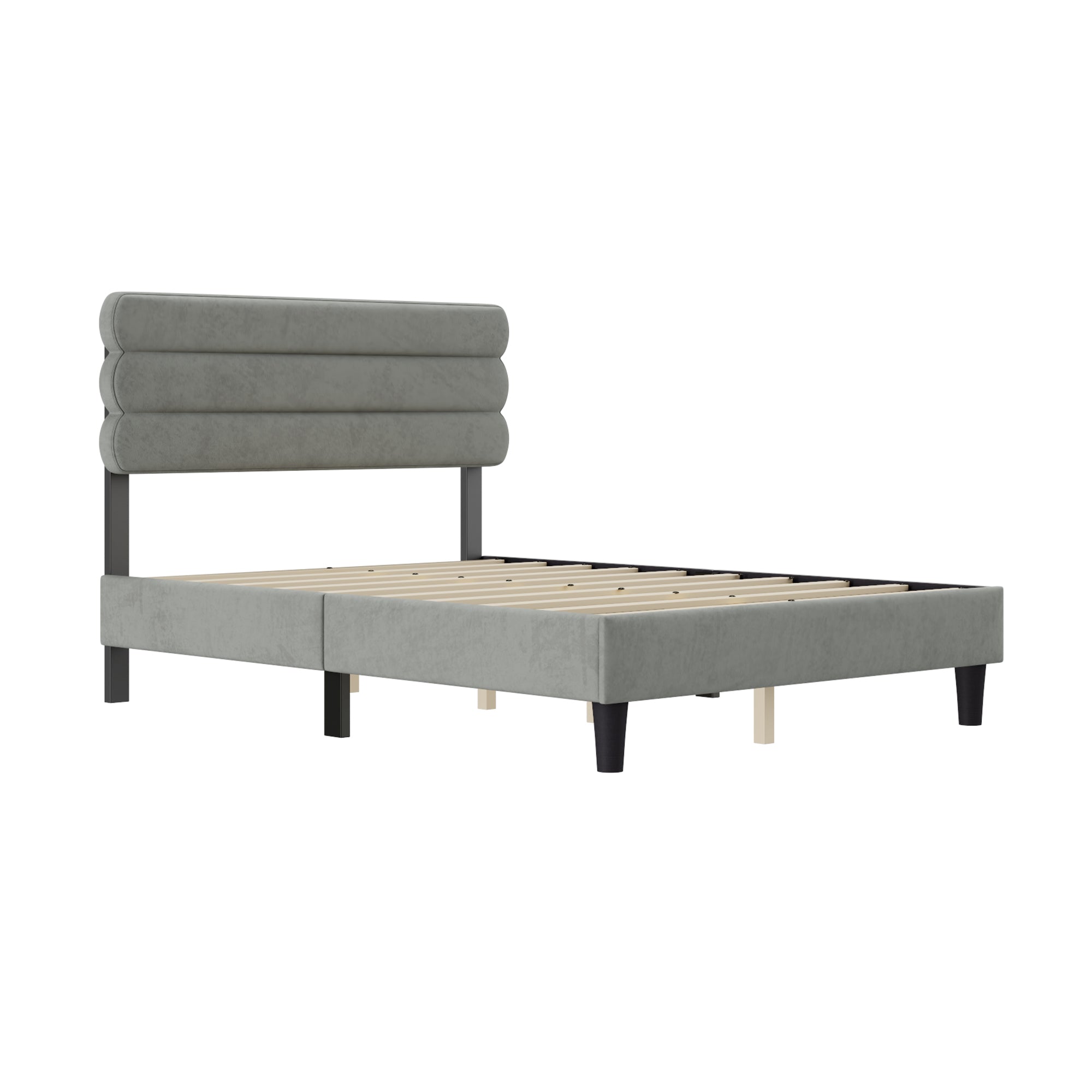 Full Bed Frame with Headboard,Sturdy Platform Bed with Wooden Slats Support,No Box Spring,Mattress Foundation,Easy Assembly