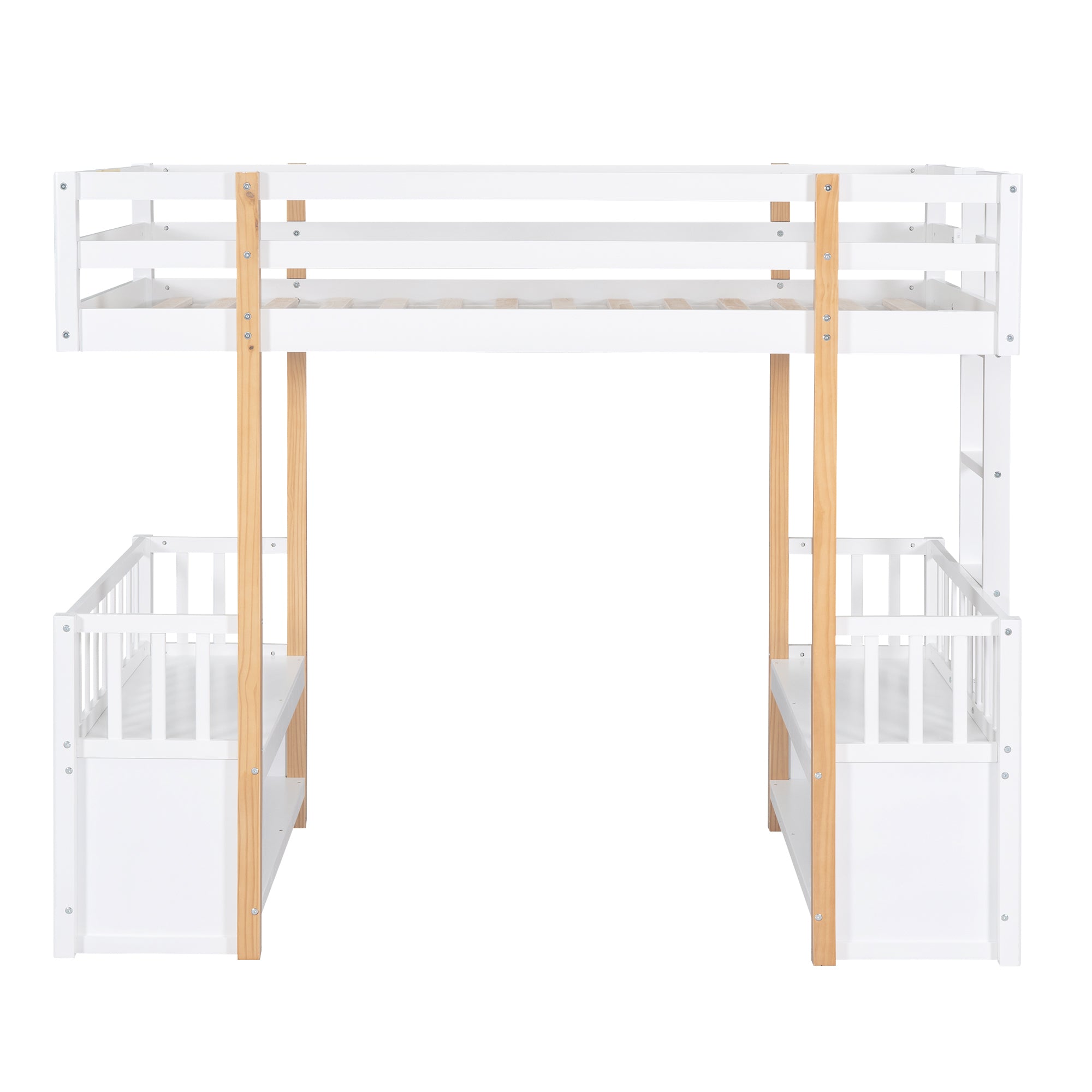 Wood Twin Size Loft Bed with 2 Seats and a Ladder, White - Atlantic Fine Furniture Melbourne FL