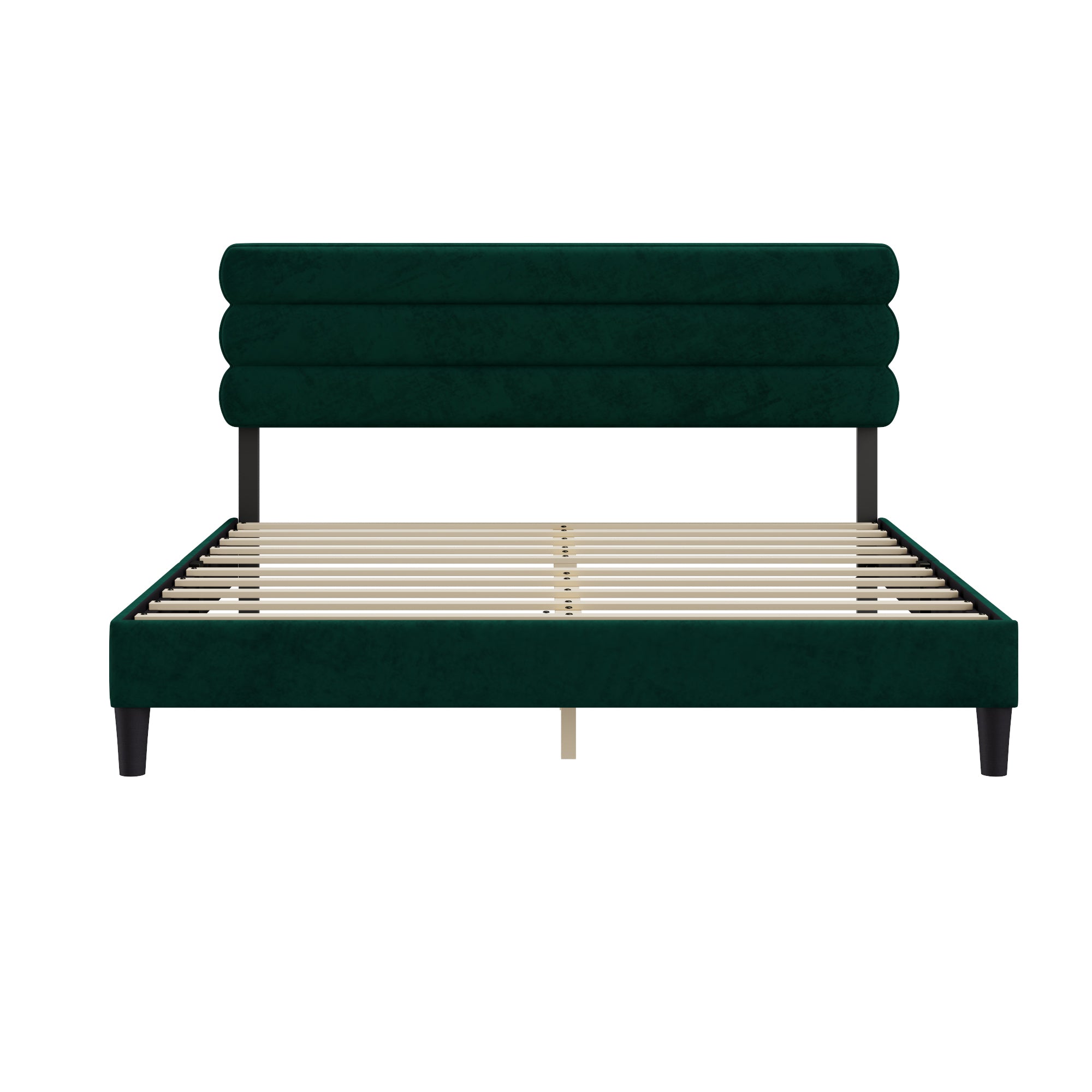 King Bed Frame with Headboard,Sturdy Platform Bed with Wooden Slats Support,No Box Spring,Mattress Foundation,Easy Assembly Green