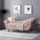 Auroral - Velvet Upholstered Chaise Lounge With Scrolled Arms And Tapered Legs - Blush