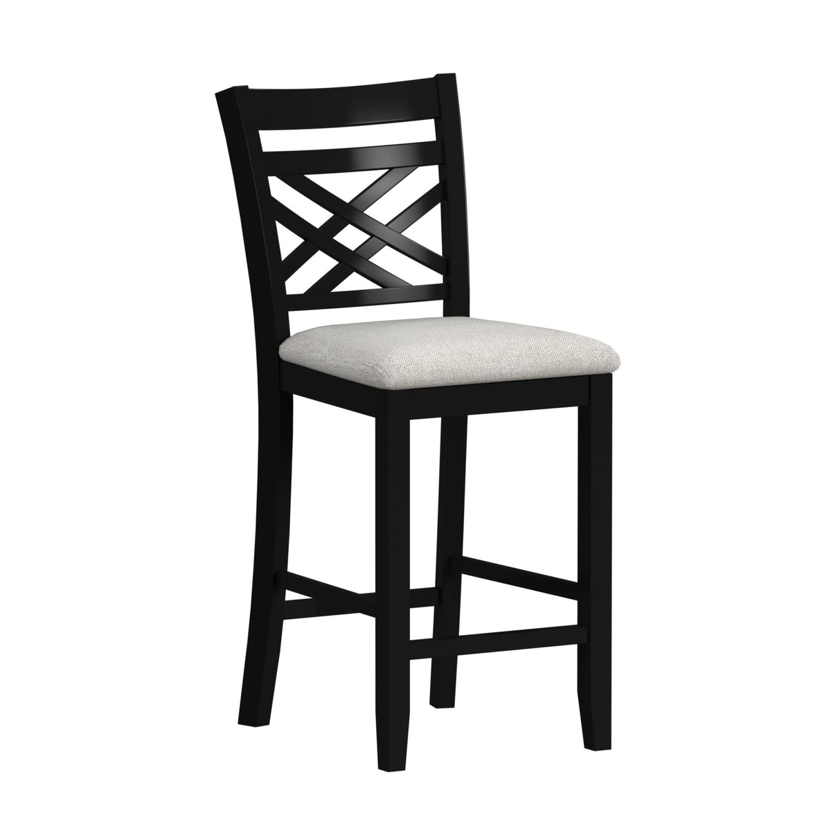 Brooks 5 Piece Counter Set With Table And 4 Upholstered Seat & Wood Back Chairs in Medium Brown & Black by Elements International, view 7