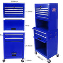 6 Drawer Lockable Tool Cabinet On Wheels, Steel Rolling Tool Chest With Detachable Toolbox