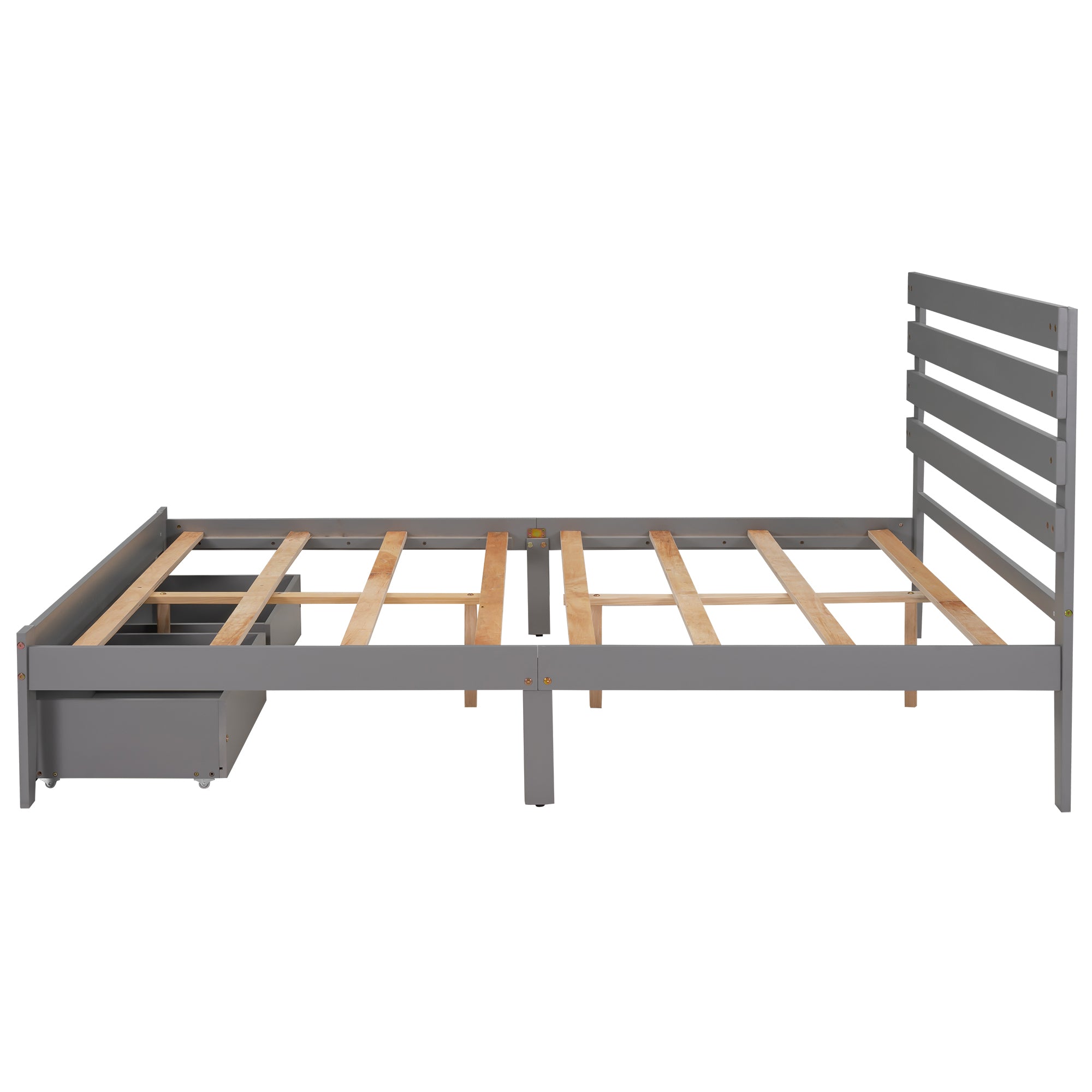 Queen Size Platform Bed with Drawers, Gray(New SKU:WF288469AAE) - Atlantic Fine Furniture Melbourne FL