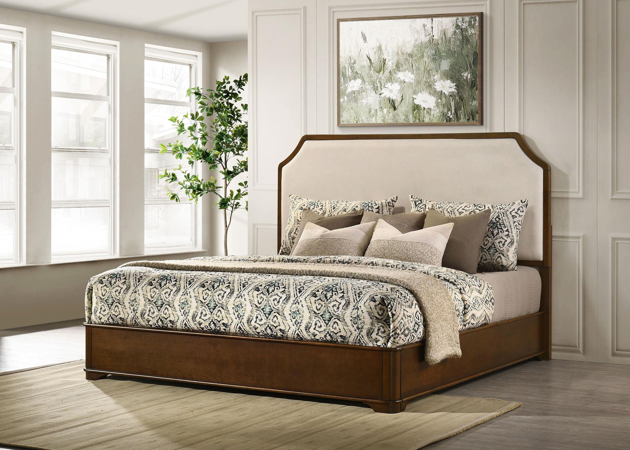 Garland 58-inch Eastern King Panel Bed Cream Brown Cherry