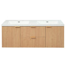 59.3" Double Sink Bathroom Vanity With Smc Resin Top, Painted Cabinet, Soft Close Doors, Wall Mounted - Wood