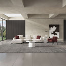 Mardi - Sectional Sofa With 6 Pillows - Maroon & Beige Tweed