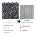 Interlocking Deck Tiles Plastic Waterproof Outdoor All Weather Anti-Slip Bathroom Shower Balcony Porch Strong Weight Capacity Upto 440 Lbs, Pebble Stone Pattern