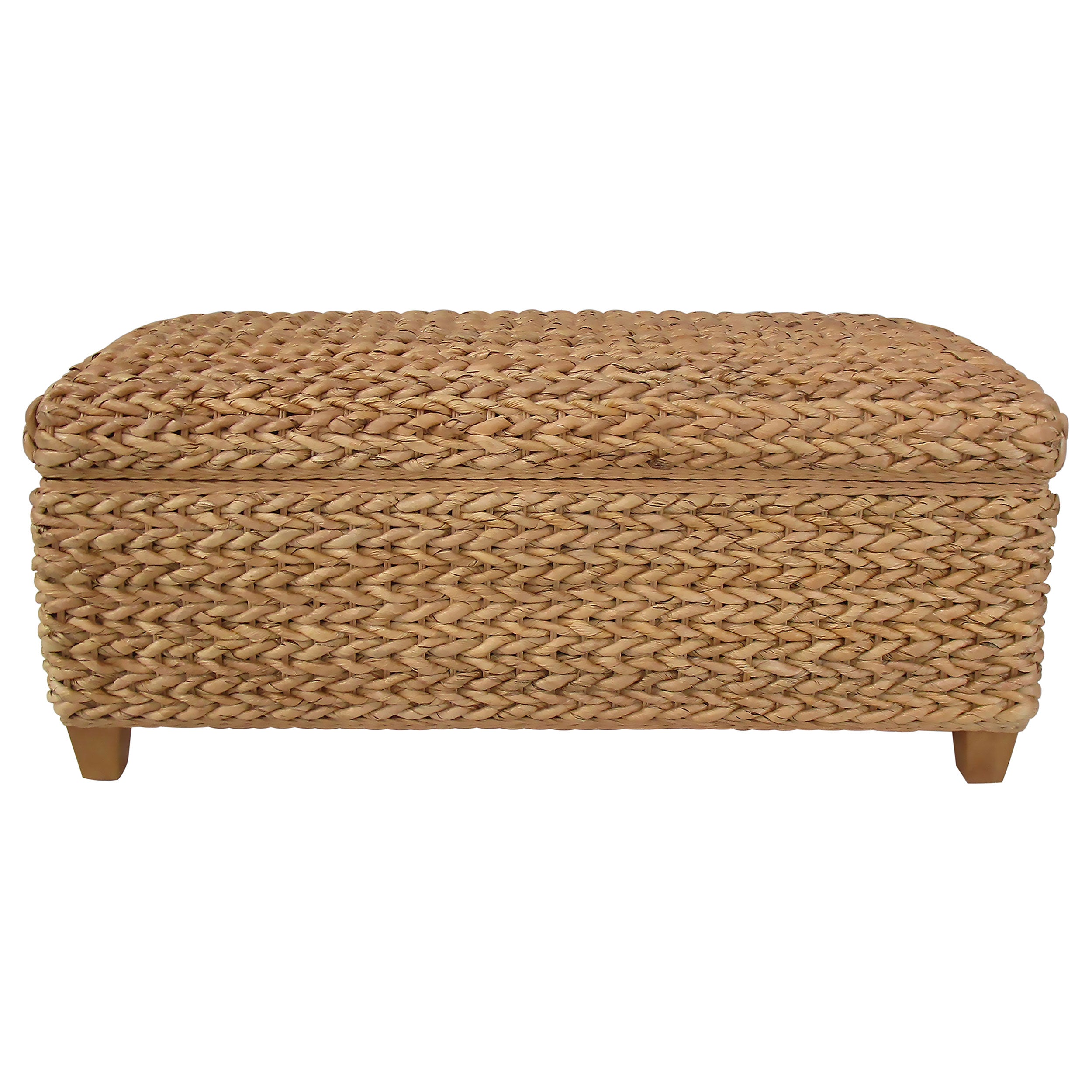 Laughton Hand-Woven Banana Leaf Storage Bench Natural — view 3