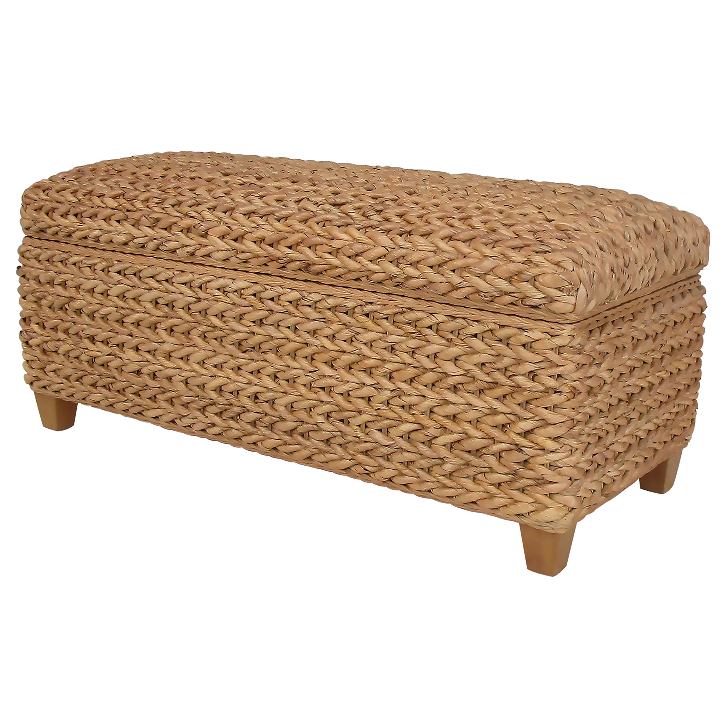 Laughton Hand-Woven Banana Leaf Storage Bench Natural — view 4
