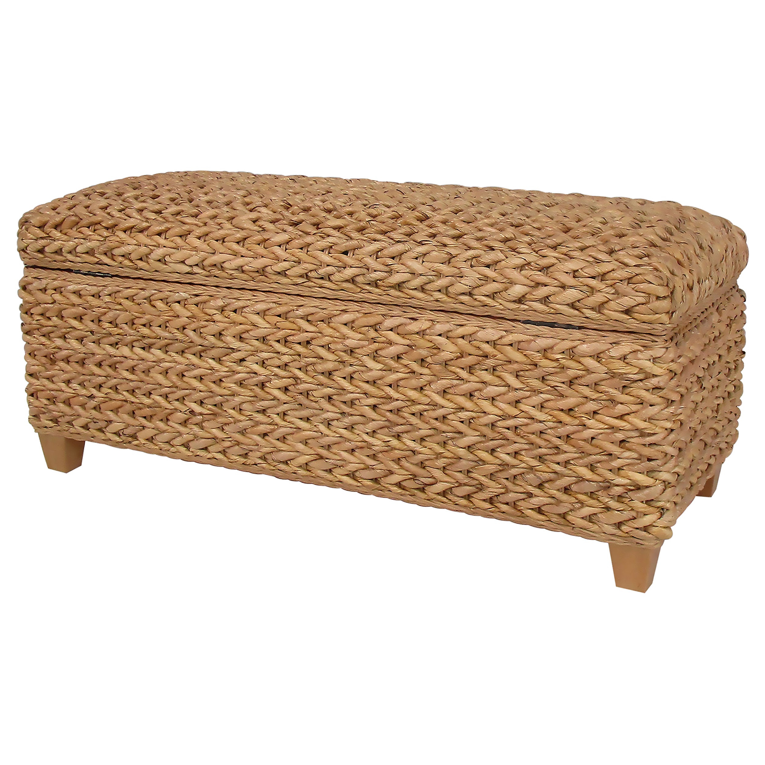 Laughton Hand-Woven Banana Leaf Storage Bench Natural — view 8