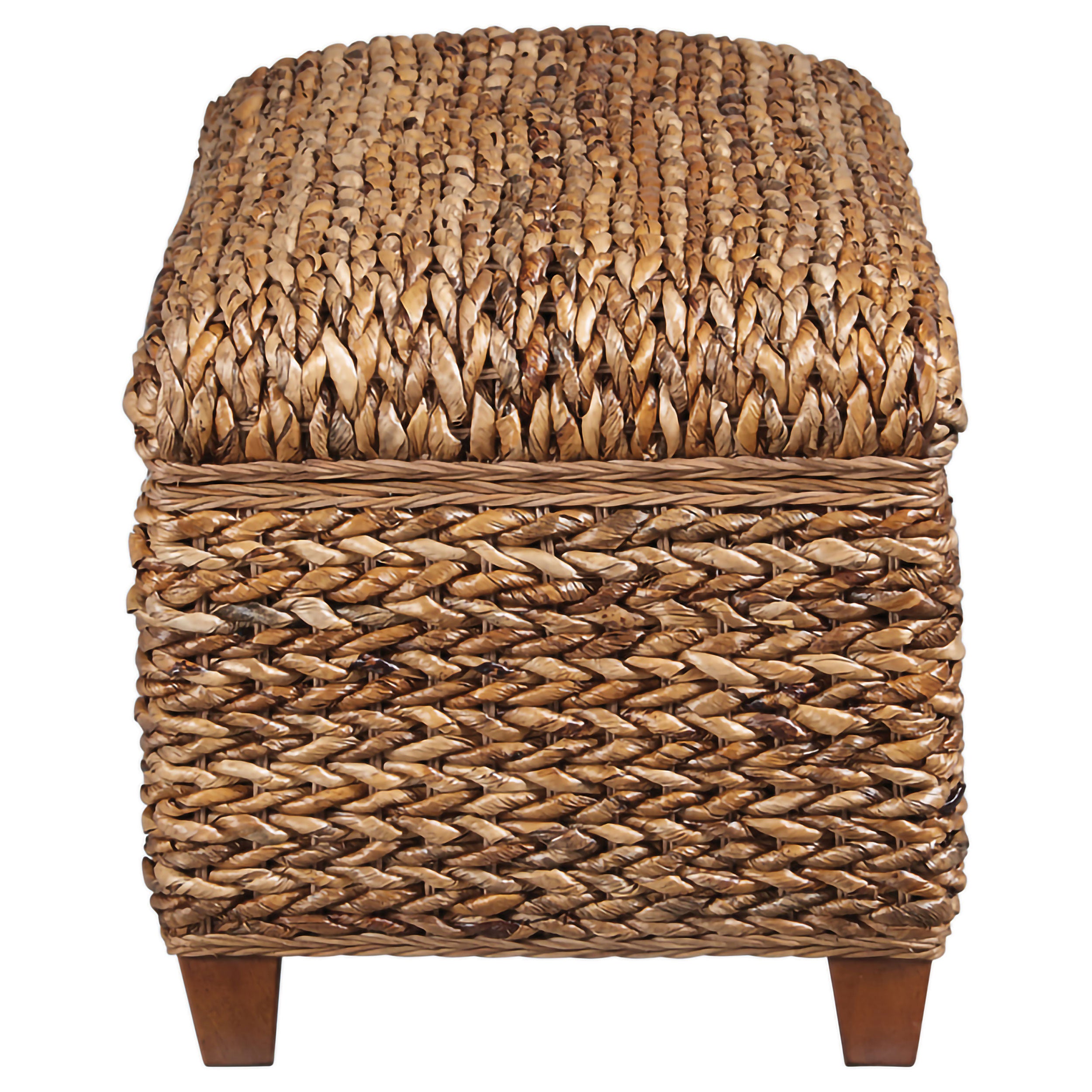 Laughton Hand-Woven Banana Leaf Storage Bench Amber — view 5