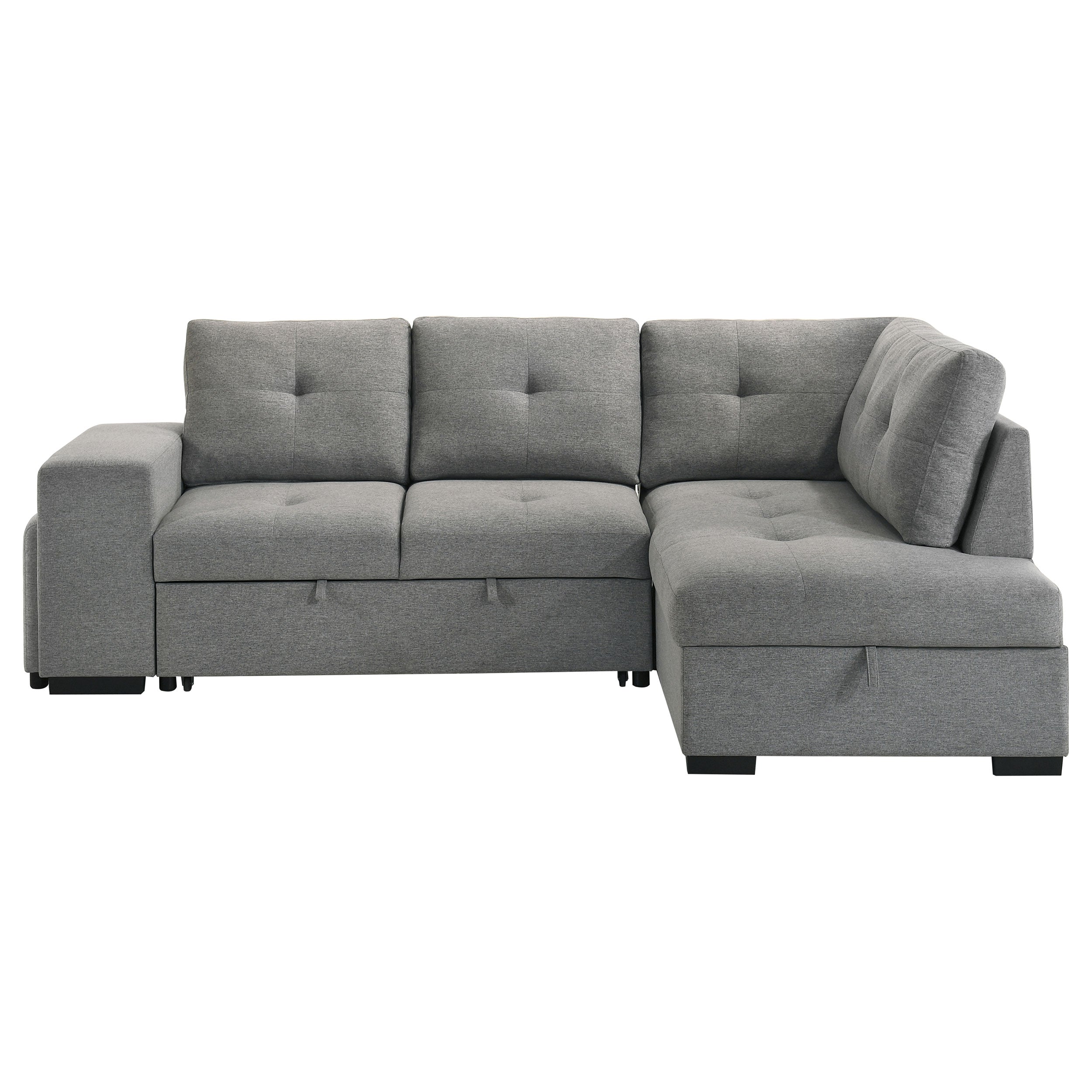 Roanne Fabric Upholstered Sleeper Sectional Sofa Grey — view 9