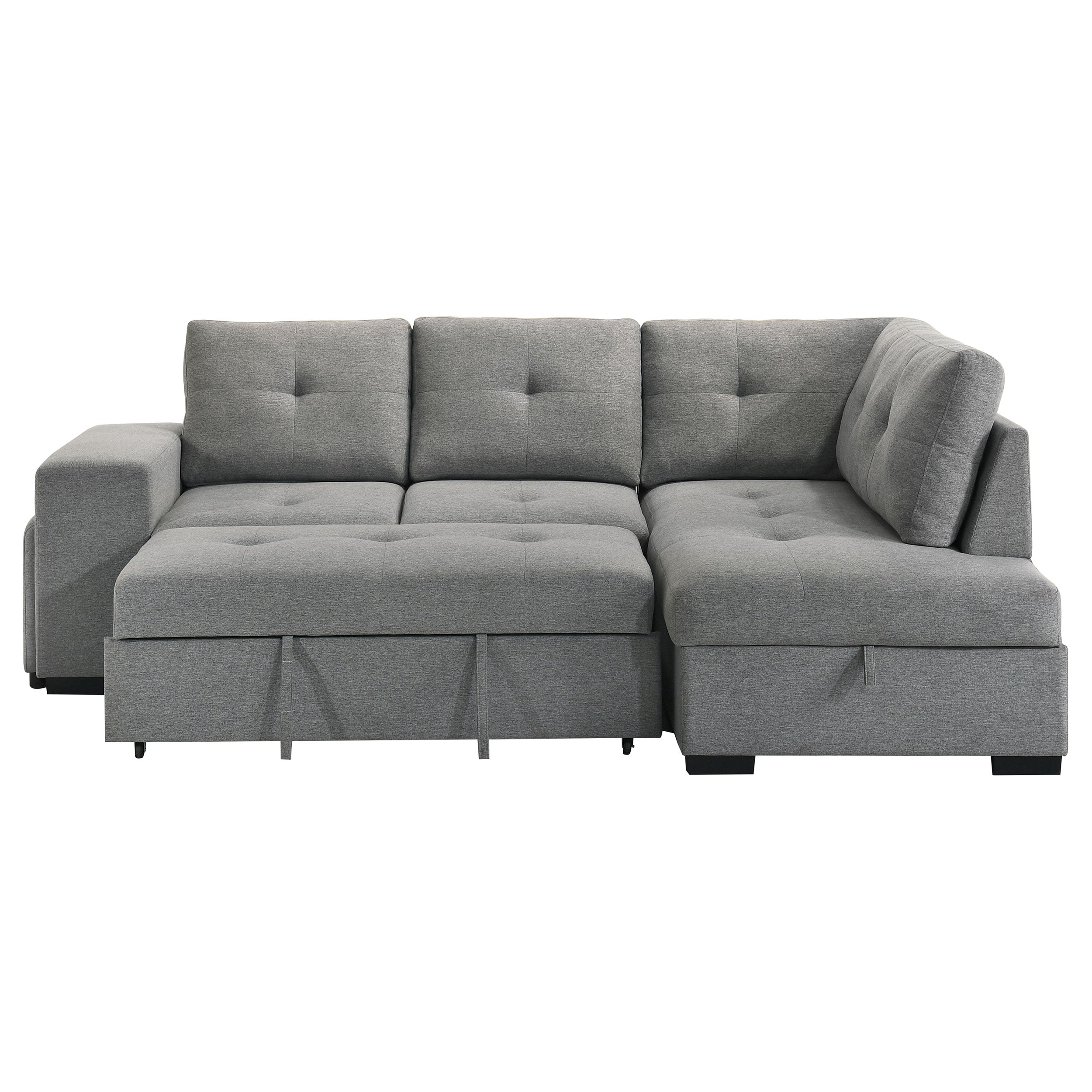 Roanne Fabric Upholstered Sleeper Sectional Sofa Grey — view 10