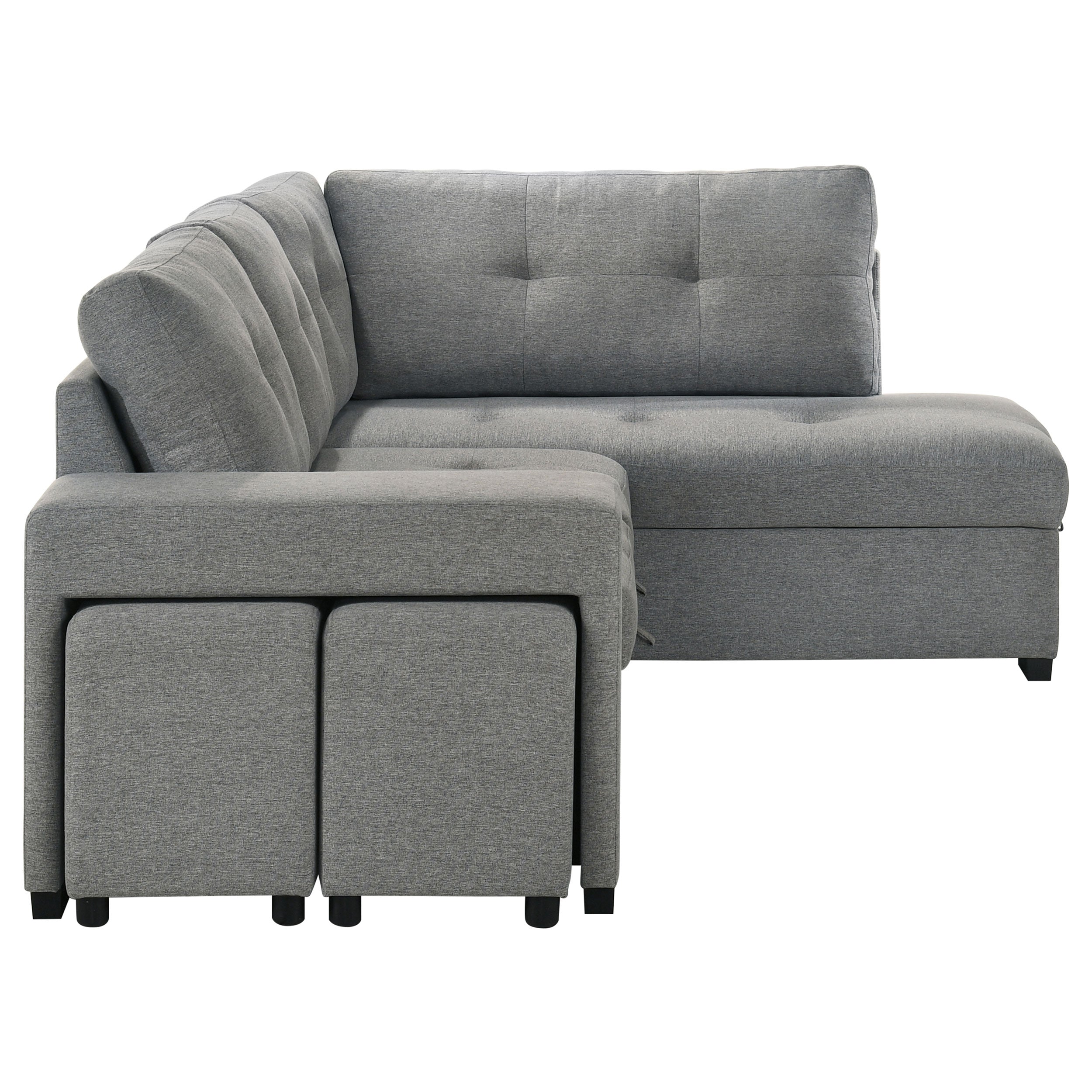 Roanne Fabric Upholstered Sleeper Sectional Sofa Grey — view 14