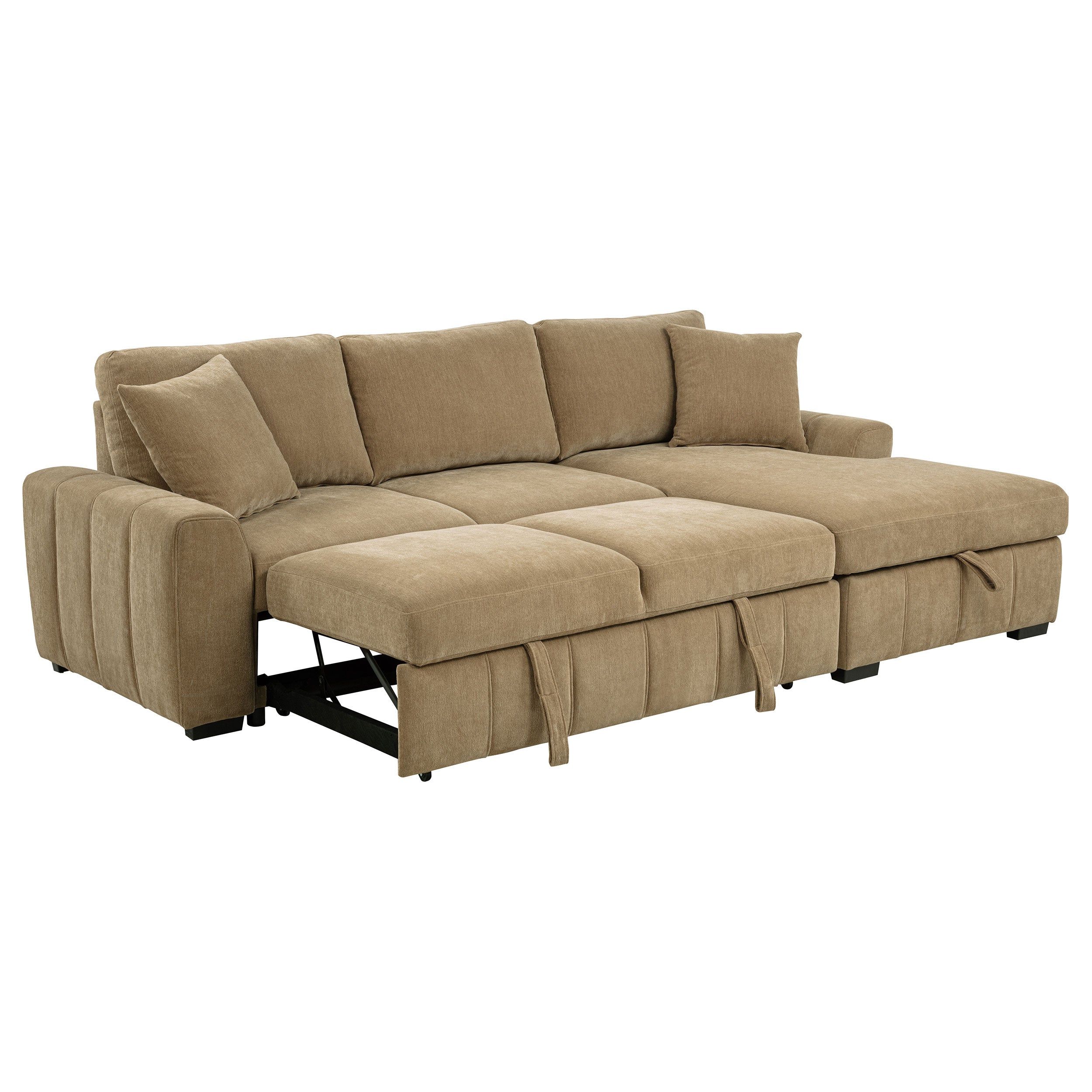 Pastrana Upholstered Sleeper Sectional Sofa RAF Chaise Camel — view 5