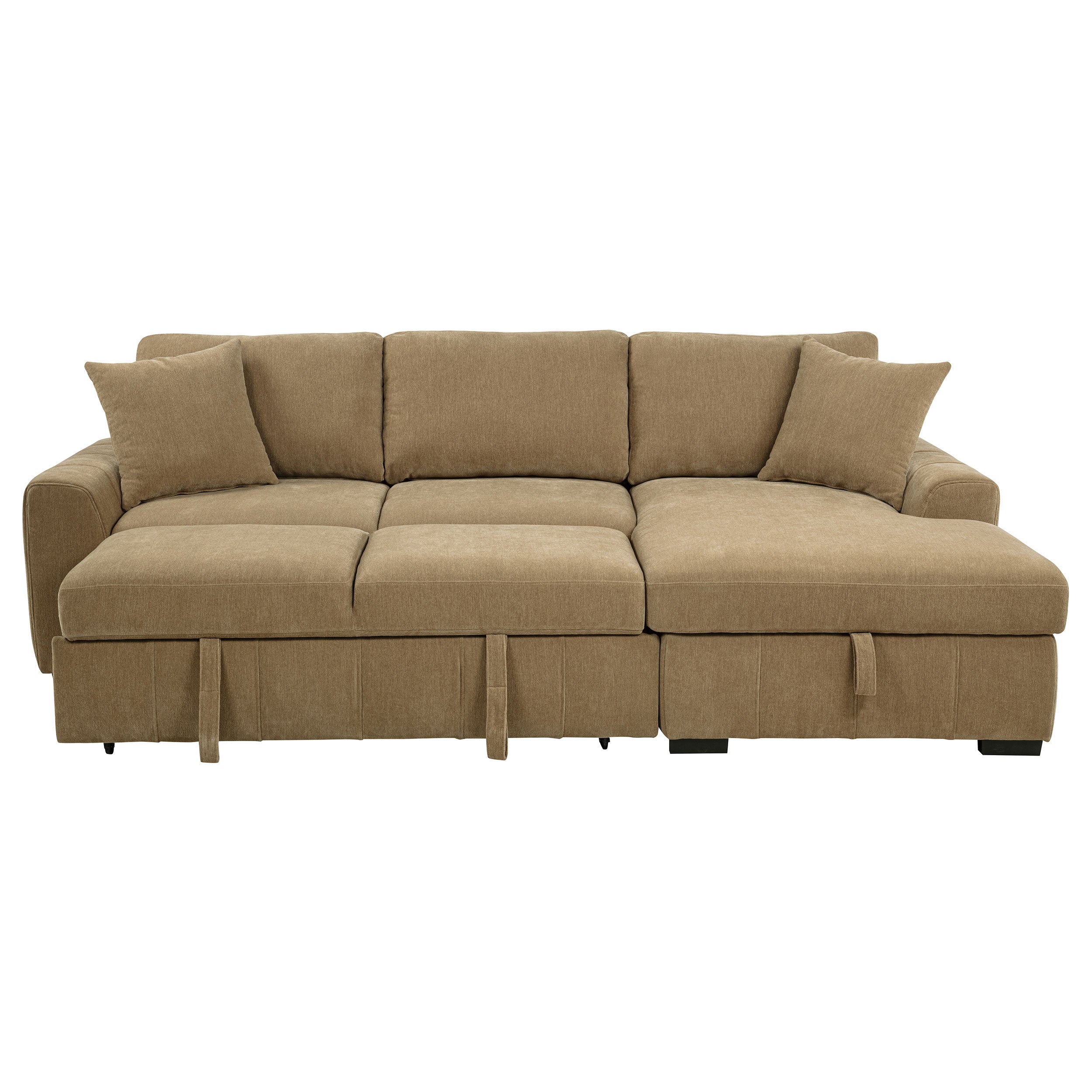 Pastrana Upholstered Sleeper Sectional Sofa RAF Chaise Camel — view 8