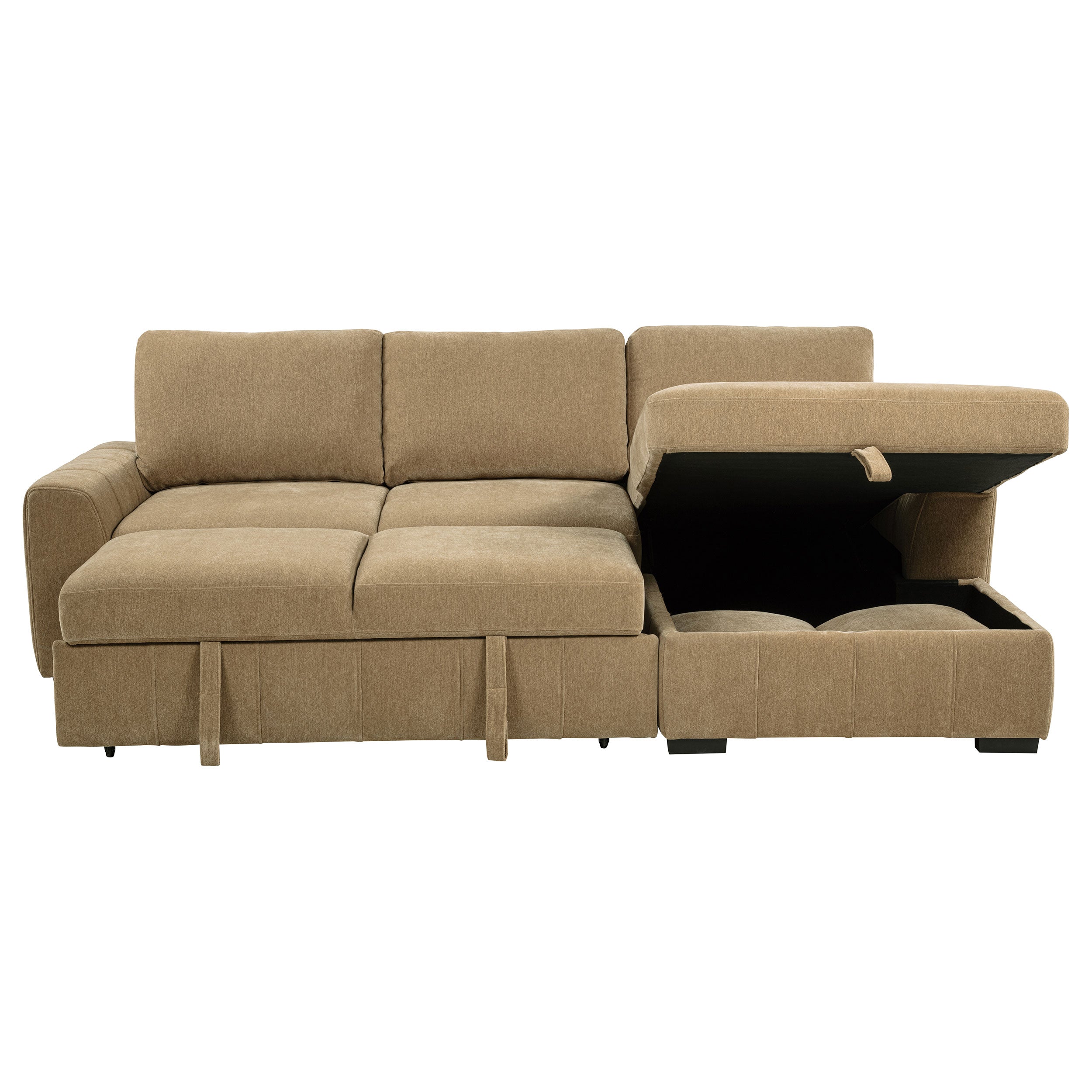 Pastrana Upholstered Sleeper Sectional Sofa RAF Chaise Camel — view 9