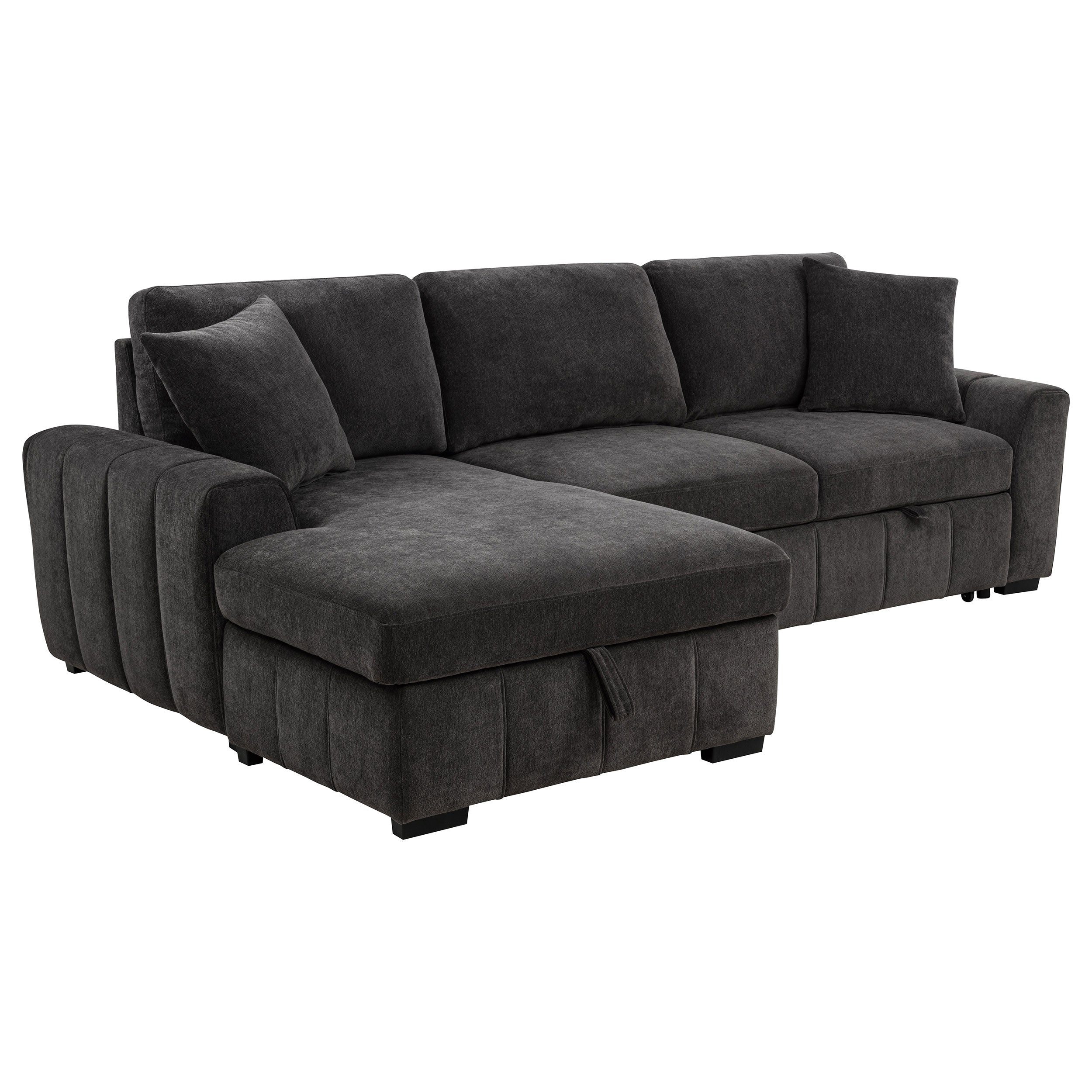 Pastrana Upholstered Sleeper Sectional Sofa LAF Chaise Grey — view 1
