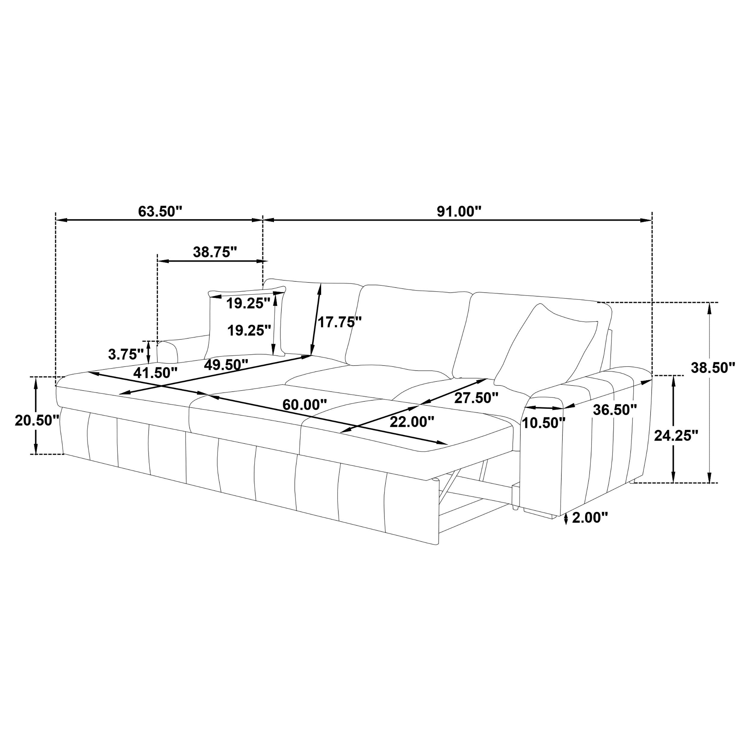 Pastrana Upholstered Sleeper Sectional Sofa LAF Chaise Grey — view 16