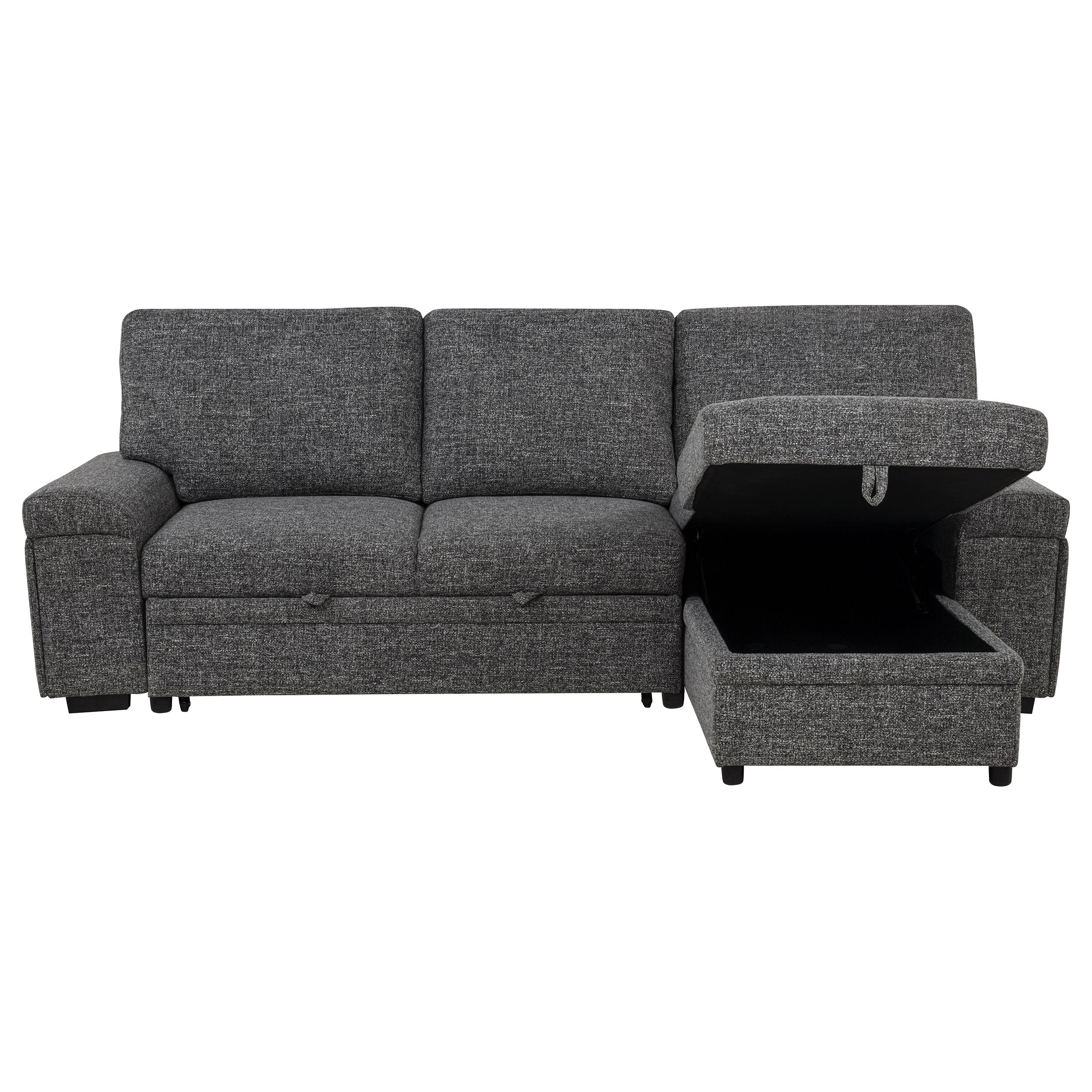 Demko Sleeper Sectional Sofa with Speaker and Storage Chaise Granite — view 9